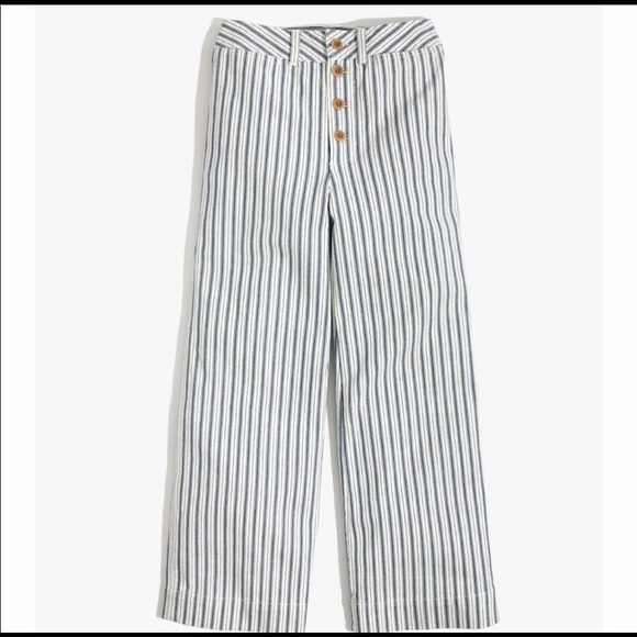 Madewell Emmett Wide Leg Crop pants in stripe - Picture 2 of 9